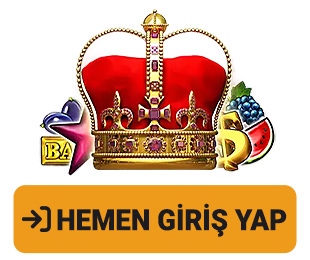 hemen giriş yap yazılı, kral tacı, casino elementleri bulunan giriş yap görseli