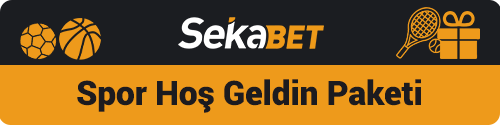 Sekabet spor hoş geldin paketini tanıtan, logolu, tenis raketli, futbol ve basketbol toplu görsel
